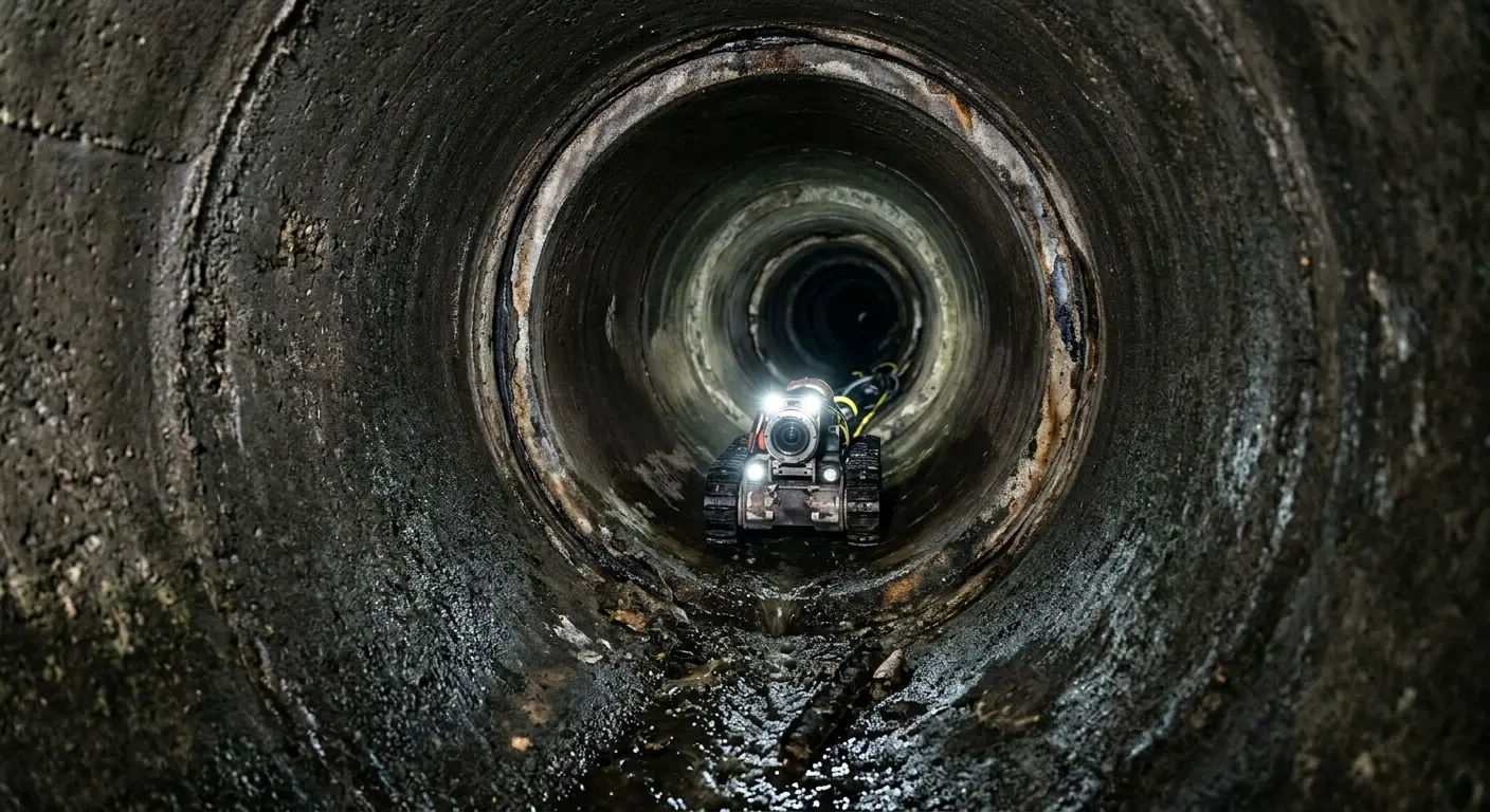 Robotic sewer camera inspecting pipe interior for Drain Snake Service in Redwood City